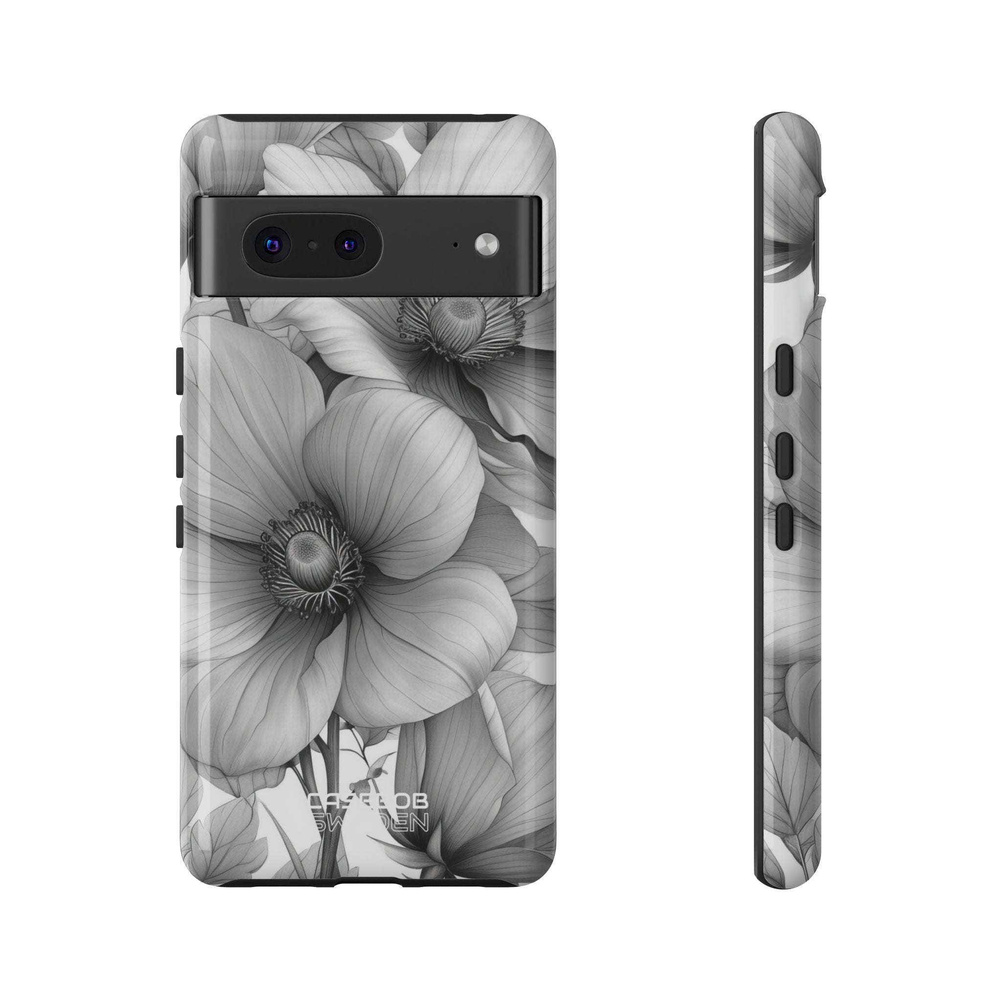 Grayscale Floral Harmony Google Pixel 7 - Tough