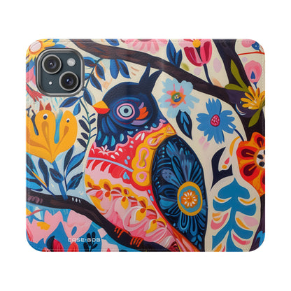 Ornate Owl Bloom - iPhone 15 Case - Wallet