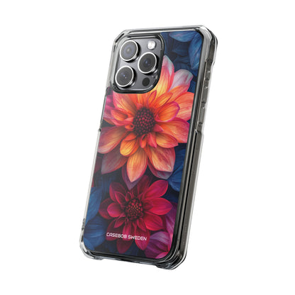 Floral Harmony Orange Blue - Clear Impact iPhone 15 Phone Case