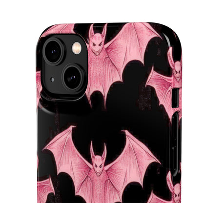 Gothic Pink Bats Aflame iPhone 14 - Slim Phone Case