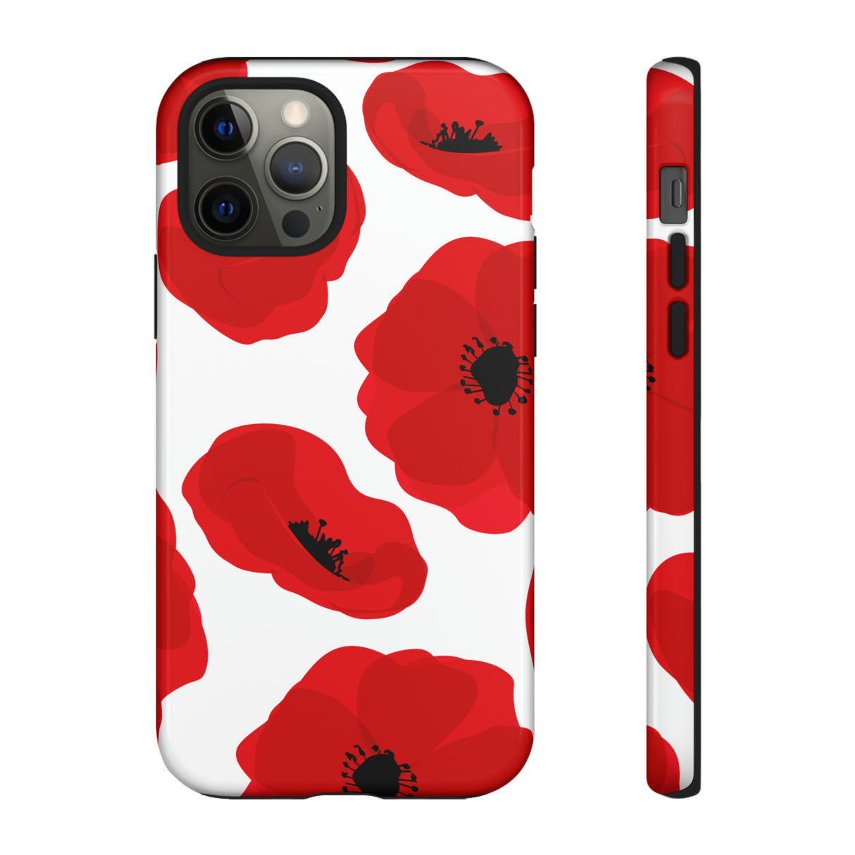 Red poppies on white iPhone case (Protective) - Protective Phone Case