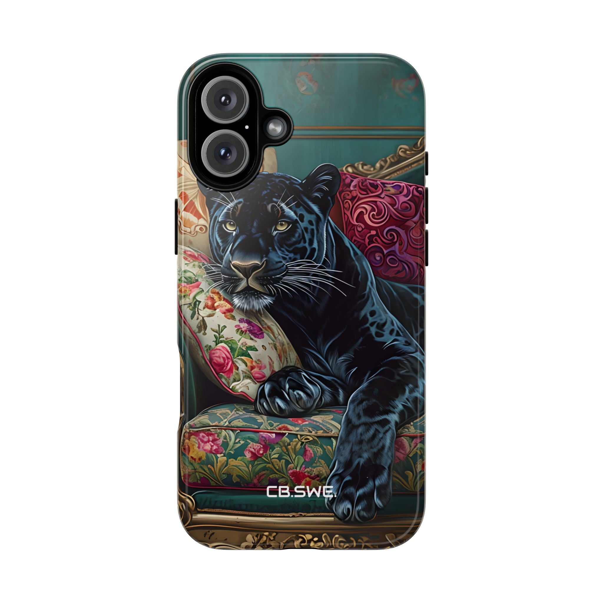 Serene Black Panther Vintage Royal Living Room Art iPhone 16 - Tough
