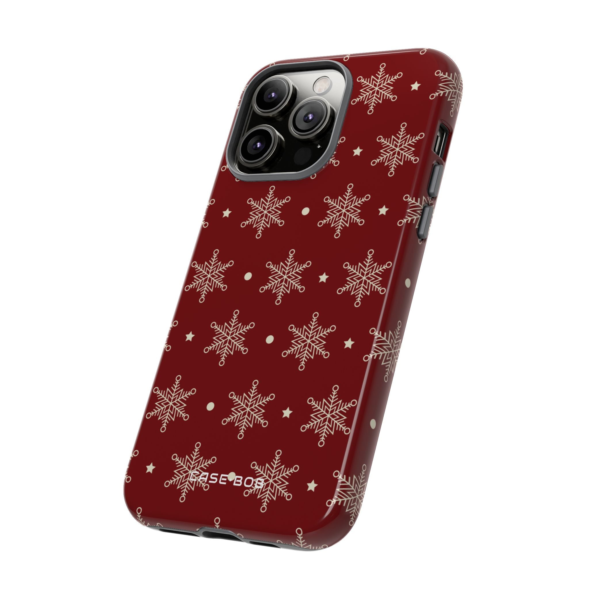 Cream Snowflake Crimson iPhone 14 Pro Max Case - Tough