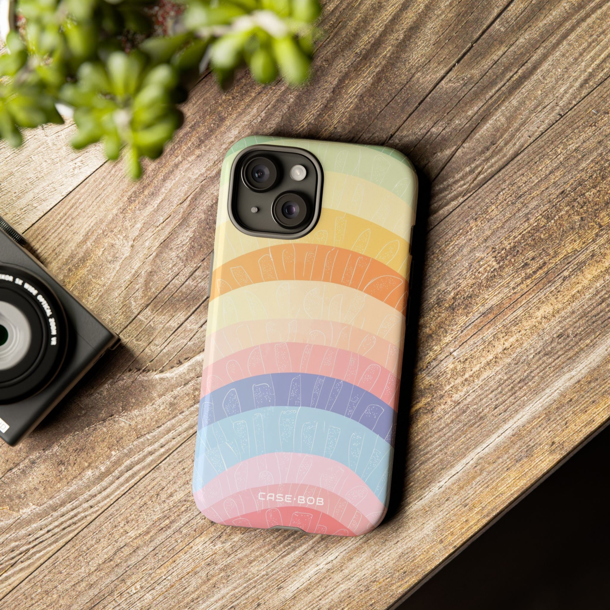 Pastel Rainbow Bands iPhone 15 Case - Tough