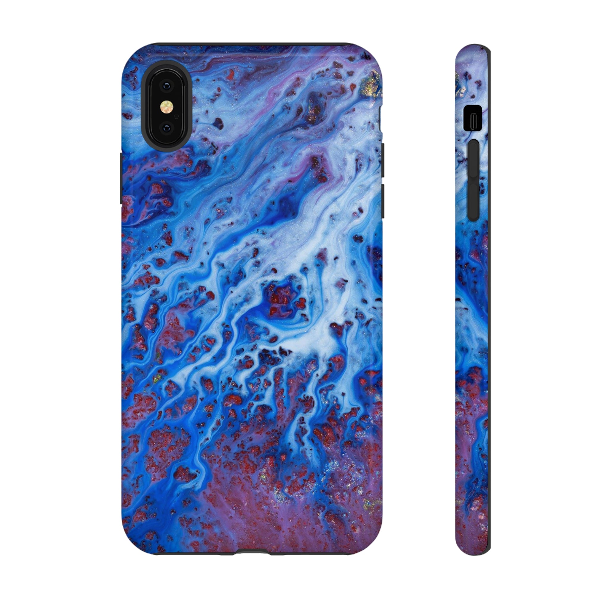 Ice Blue River Ink Art iPhone Case (Protective) iPhone XS MAX Glossy Phone Case