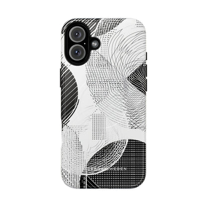 Geometric Monochrome Flow iPhone 16 | Tough+ Phone Case