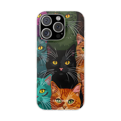 Teal Cat Grid iPhone 16 Pro Case - Soft