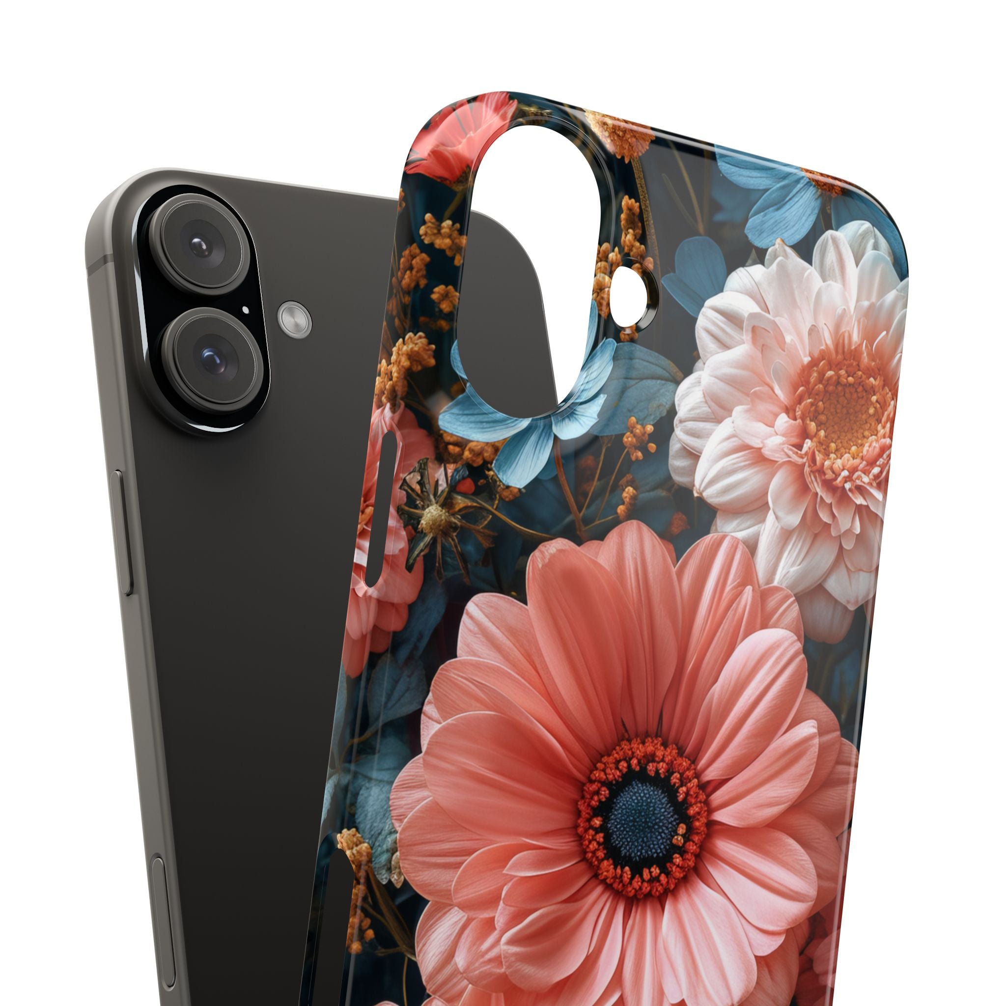 Coral Teal Blooms - Slim iPhone 16 Phone Case