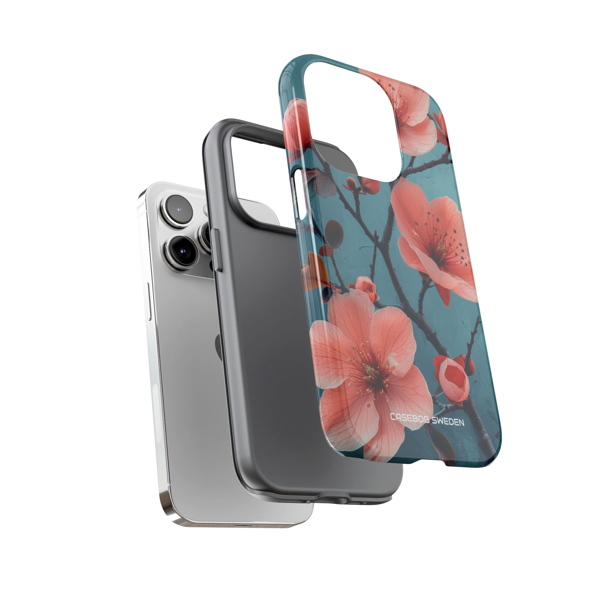 Teal Coral Blossom - Tough iPhone 14 Phone Case