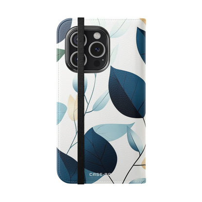 Navy Leaf Veins - iPhone 15 Pro Case - Wallet