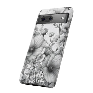 Monochrome Flora | Protective Phone Case for Google Pixel