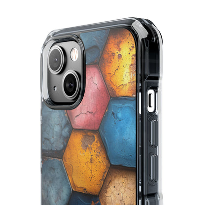 Rustic Geometric Tiles - Clear Impact iPhone 14 Phone Case