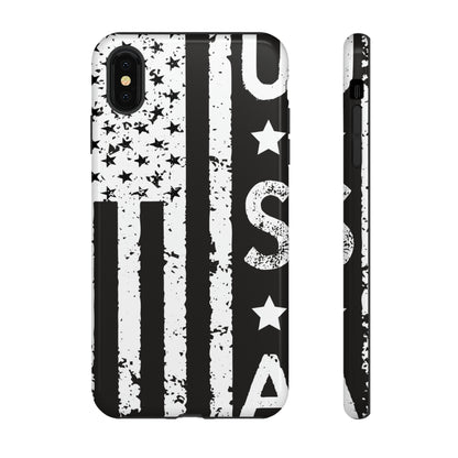 Black n White U.S Flag - Protective Phone Case