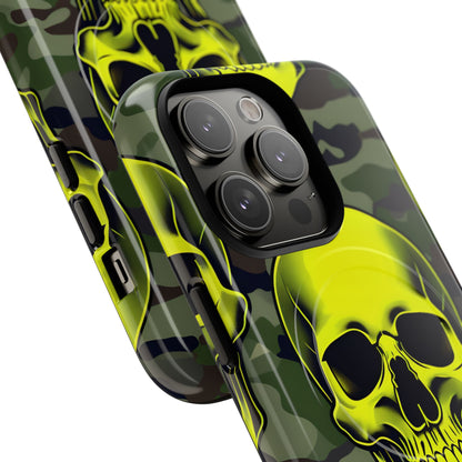 Neon Skull Camo iPhone 14 Pro Case - Tough+