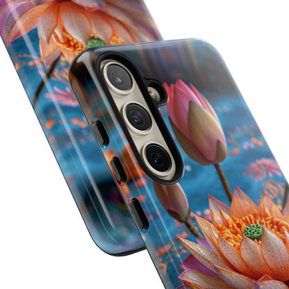 Vibrant Lotus Embroidery - Tough Samsung S24 Phone Case