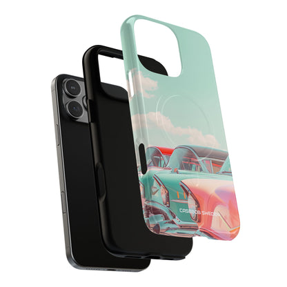 Vintage Turquoise Cars - Tough + MagSafe® iPhone 16 Phone Case