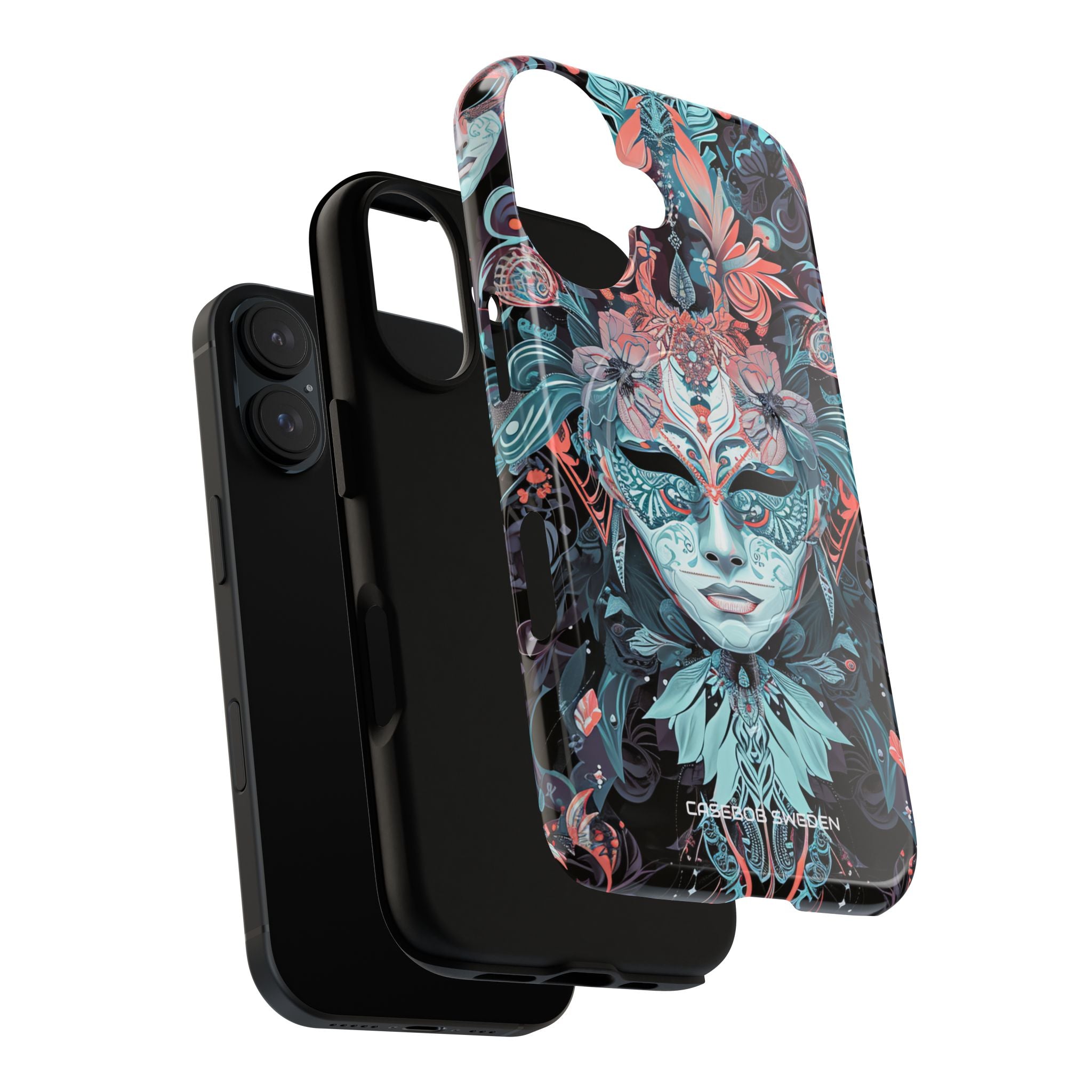 Mystic Teal Coral Mask - Tough + MagSafe® iPhone 16 Phone Case