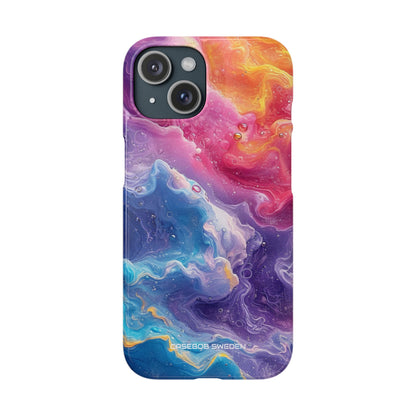 Abstract Blue Pink Waves - Slim iPhone 15 Phone Case