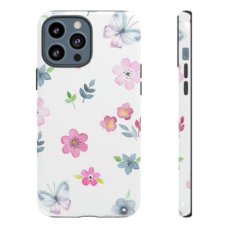 Vintage flowers and butterflies iPhone case (Protective) - Protective Phone Case