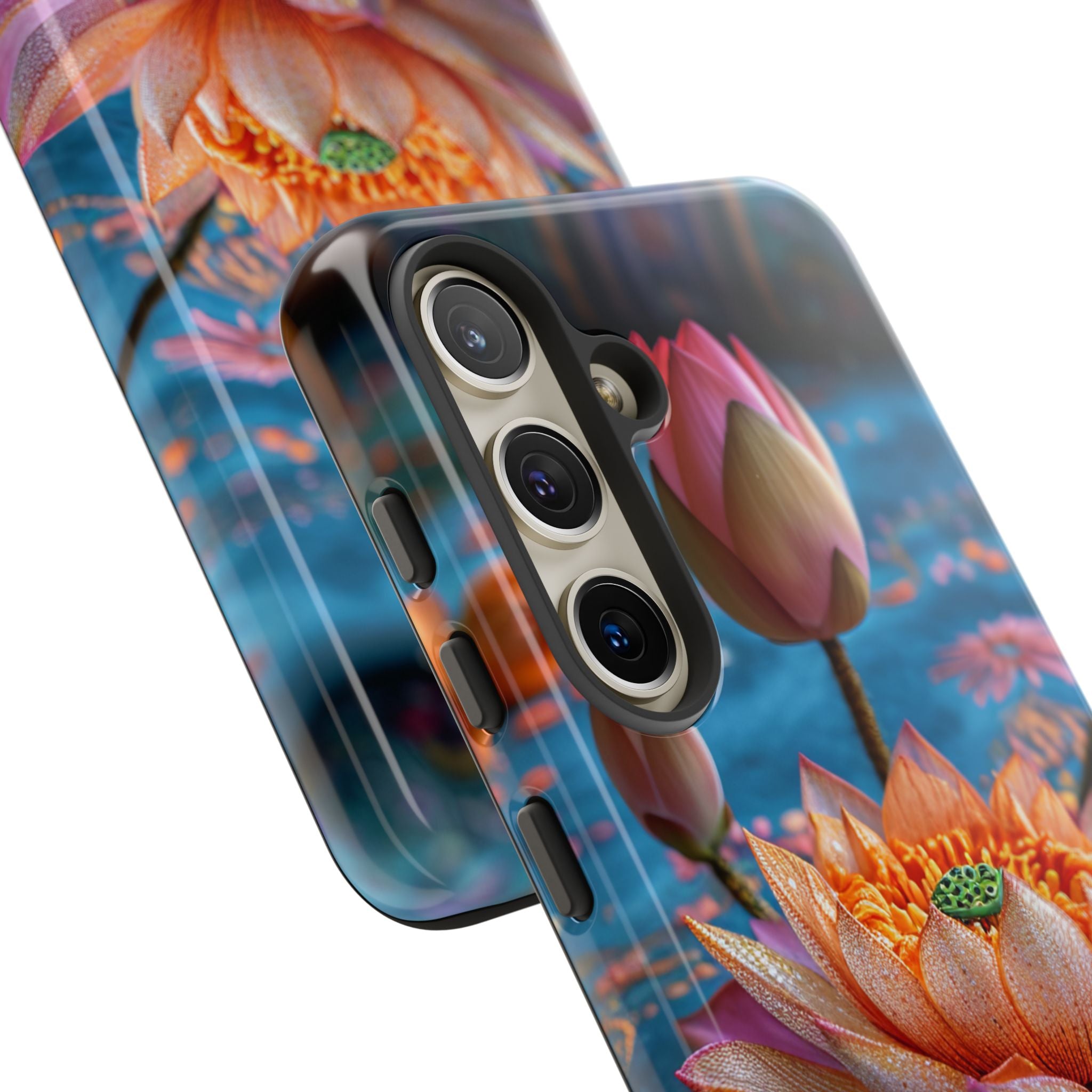 Vibrant Lotus Embroidery - Tough Samsung S24 Phone Case