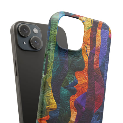 Harmonized Faces and Nature Fusion iPhone 15 - Slim Phone Case