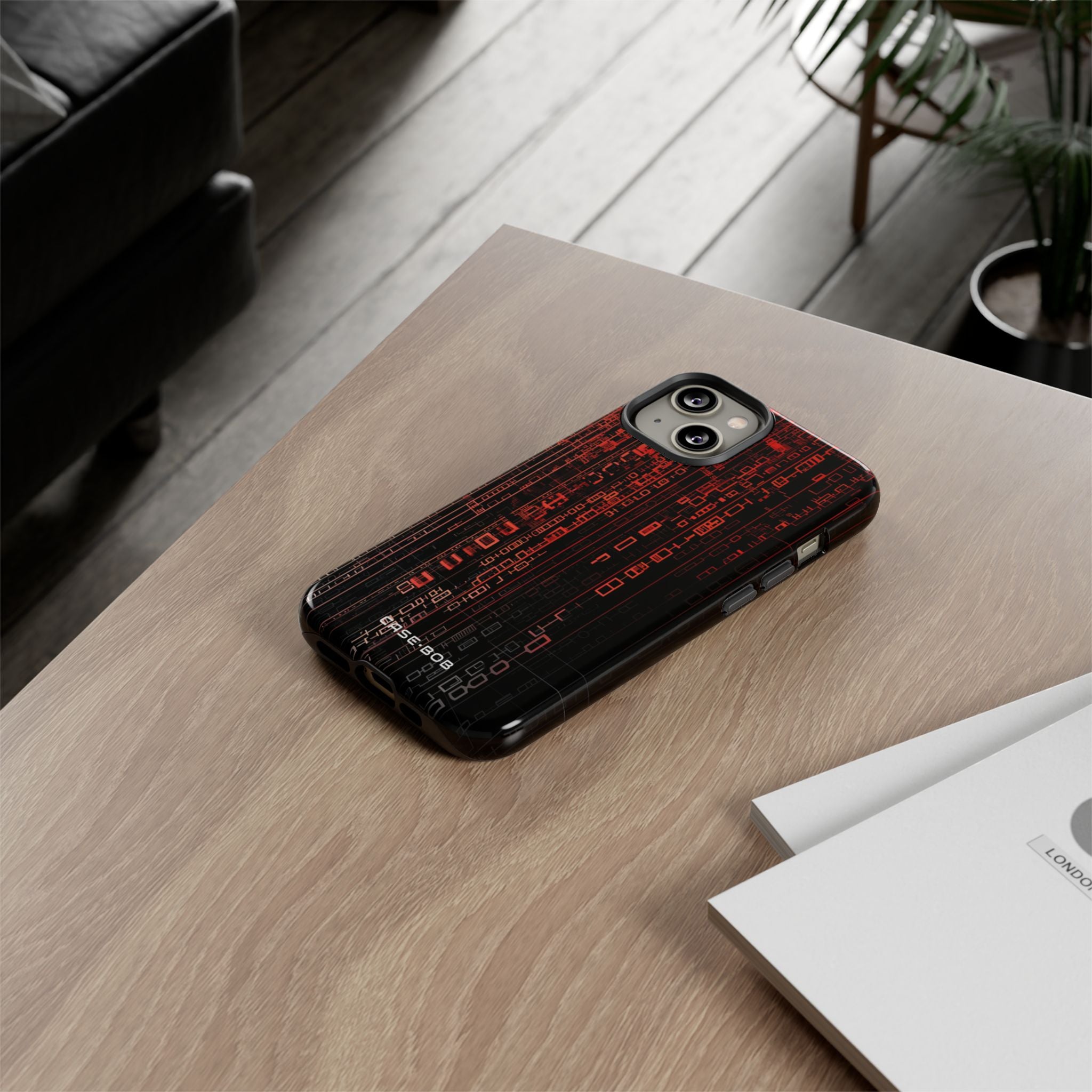 Crimson Glyphs iPhone 14 Case - Tough