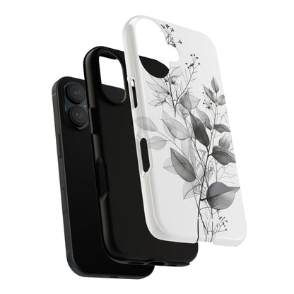 Veined Leaves Gray iPhone 16 Plus Case - Tough