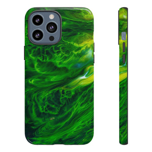 Neon Green Wave Ink Art iPhone Case (Protective) iPhone 13 Pro Max Glossy Phone Case