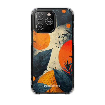 Tropical Blue Leaves - Clear Impact iPhone 14 Phone Case