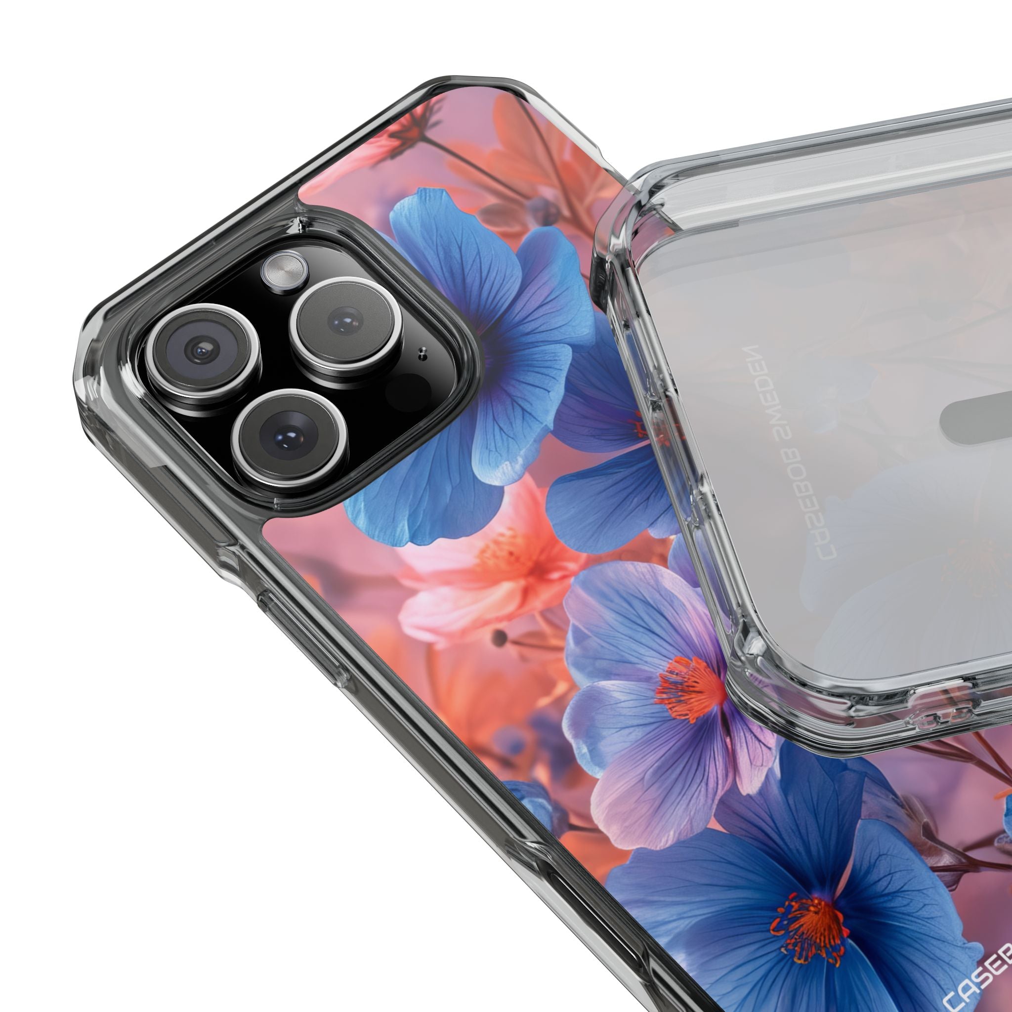 Blue Peach Blossoms - Clear Impact iPhone 16 Phone Case