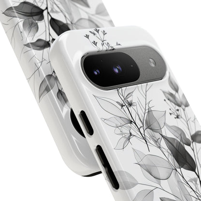 Veined Leaves Gray Google Pixel 9 Case - Tough