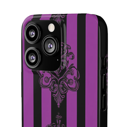 Gothic Elegance with Vertical Stripes and Ornamental Motifs iPhone 13 - Slim Phone Case