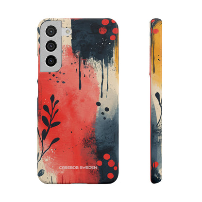 Red Blue Abstract Florals - Slim Samsung S22 Phone Case