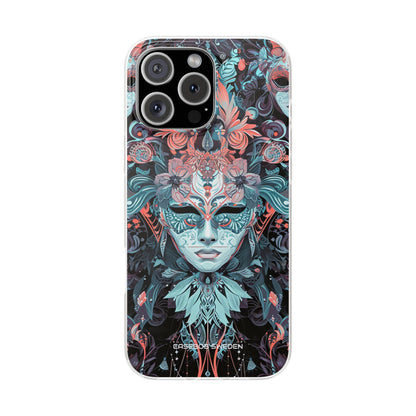 Mystic Teal Coral Mask - Flexi iPhone 16 Phone Case