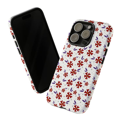 Red Flower Pattern - Protective Phone Case