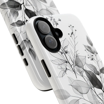 Veined Leaves Gray iPhone 16 Plus Case - Tough+