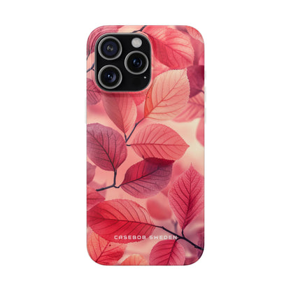 Elegant Pink Leaves iPhone 15 - Flexi Phone Case