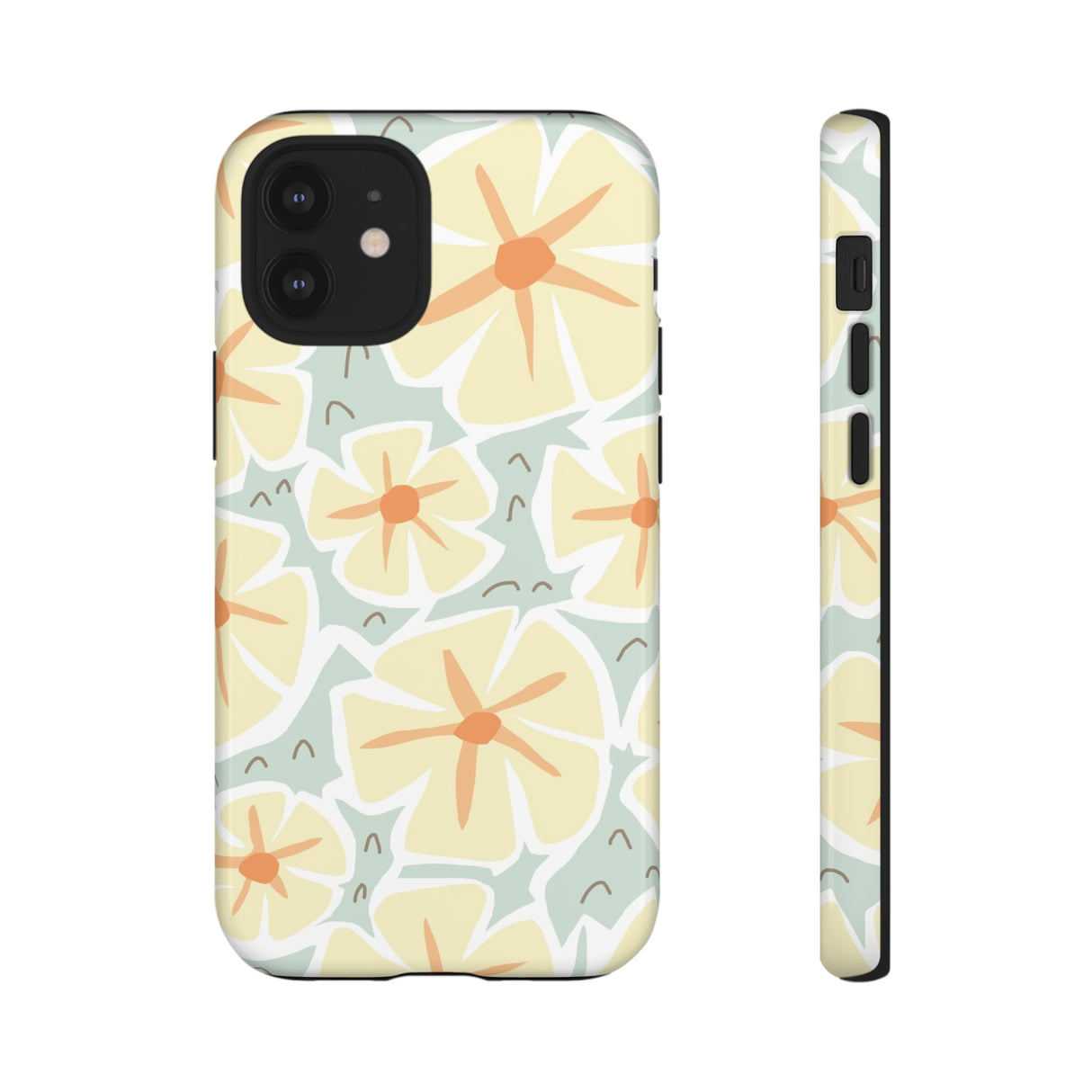 Pastel Yellow Happy Flower iPhone Case (Protective) iPhone 12 Mini Glossy Phone Case