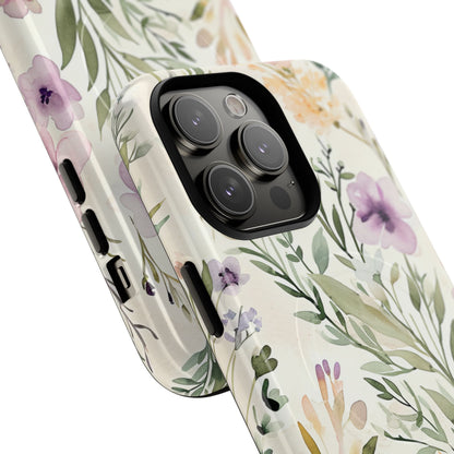 Soft Green Lavender Floral Pattern - Tough + MagSafe® iPhone 14 Phone Case