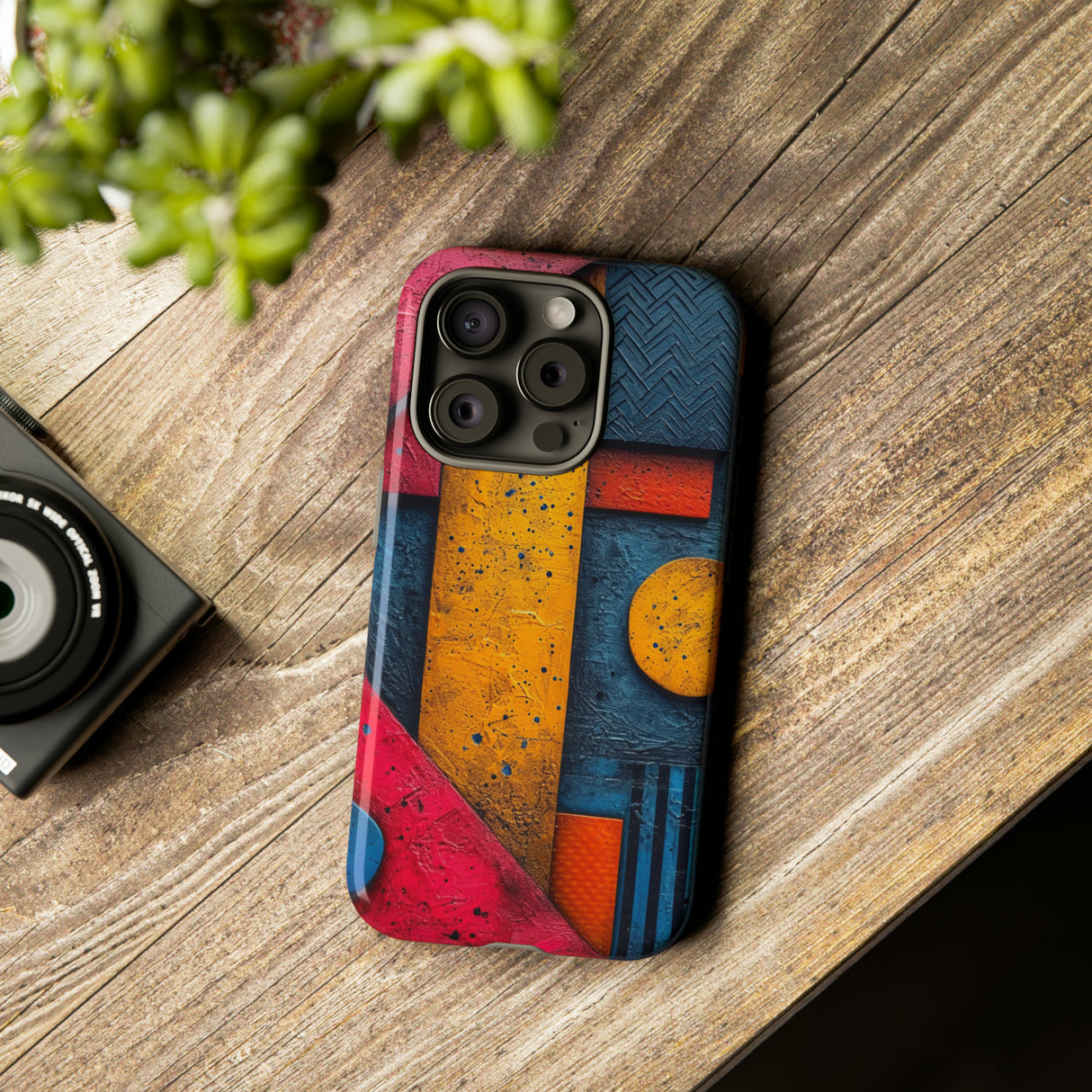 Neon Geometric Fusion - Protective Phone Case