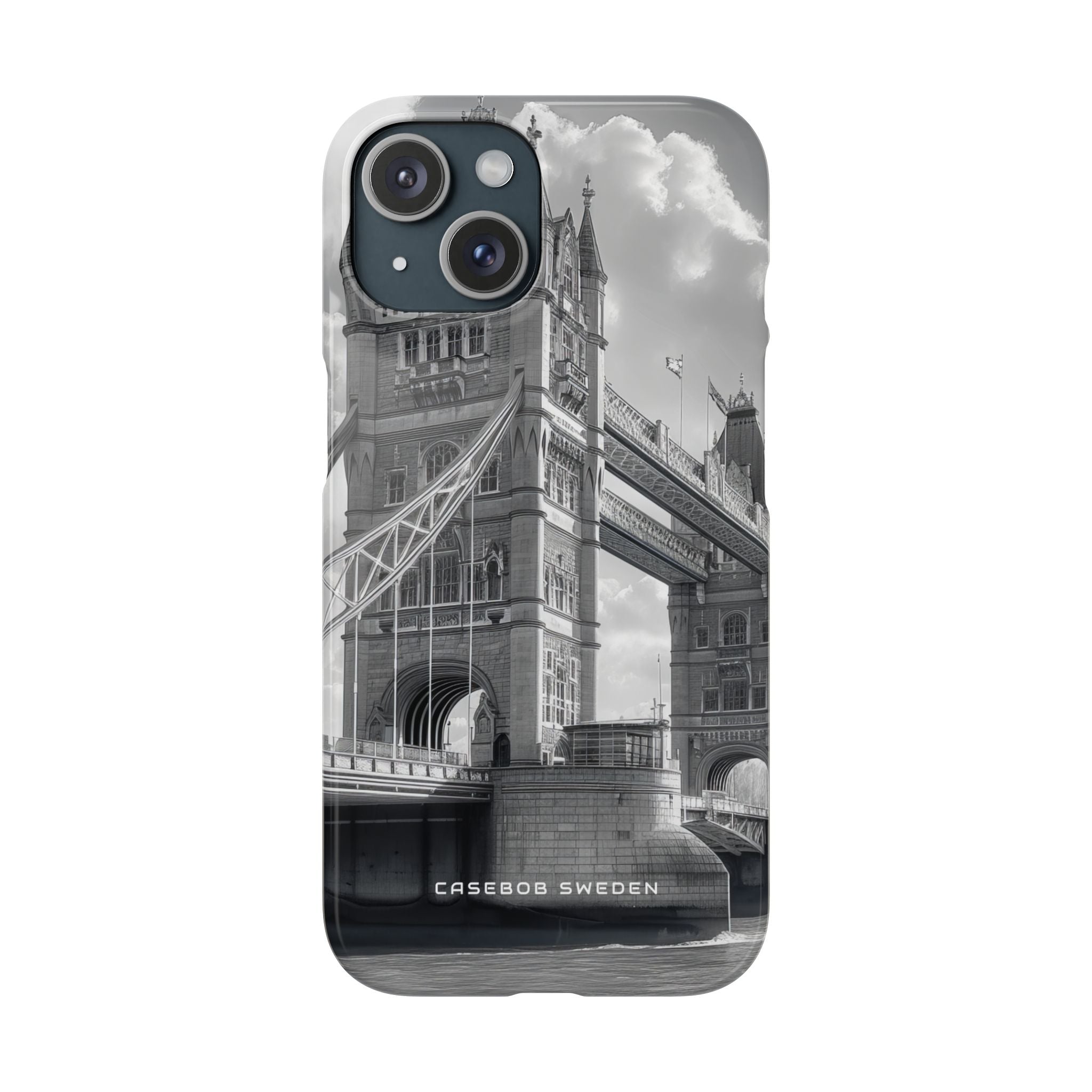 Tower Bridge Monochrome Architecture Study iPhone 15 - Slim Phone Case