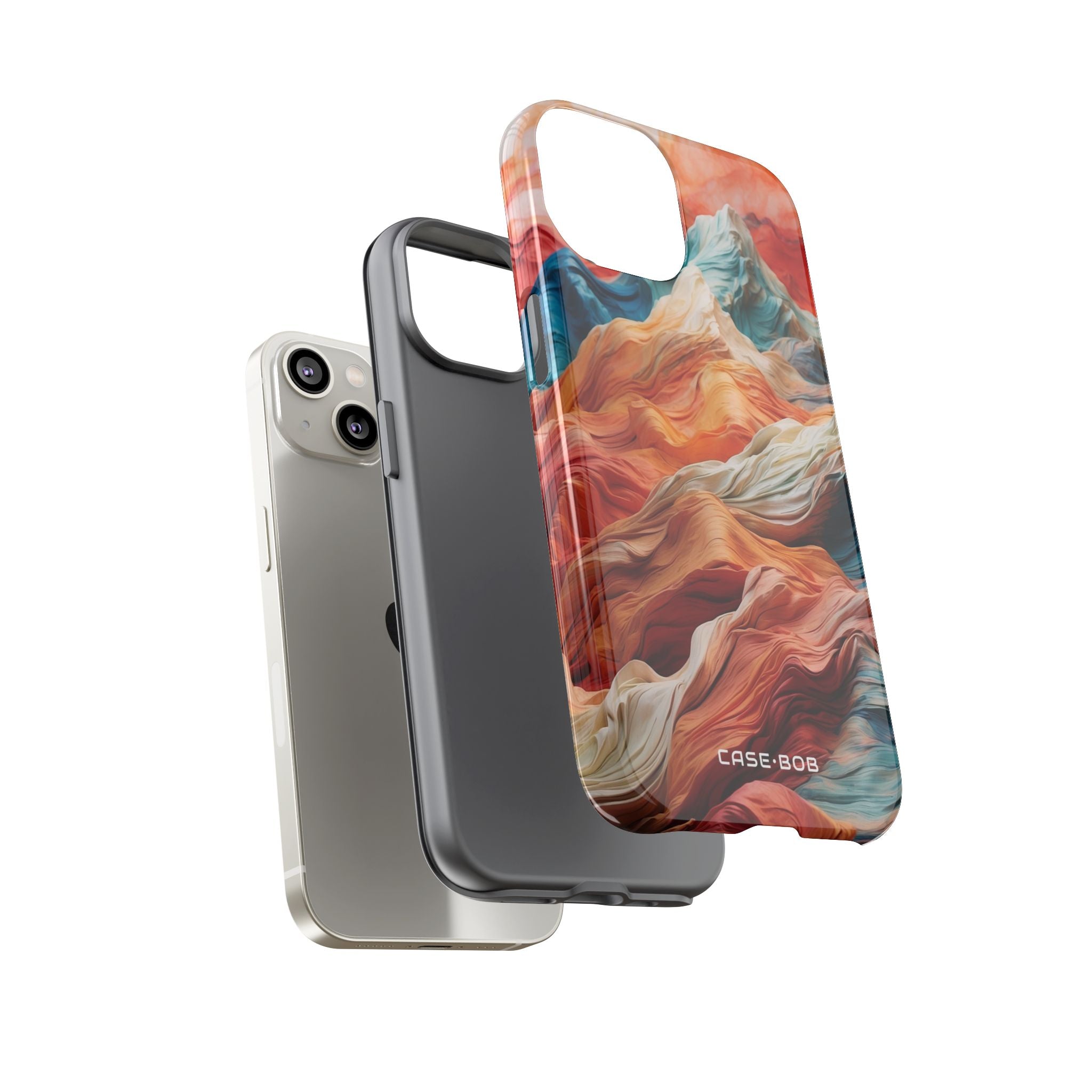 Fabric Peaks Cream iPhone 14 Case - Tough