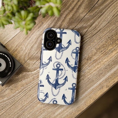 Navy Anchor Loop iPhone 16 Plus Case - Tough