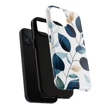 Navy Leaf Veins iPhone 15 Case - Tough+
