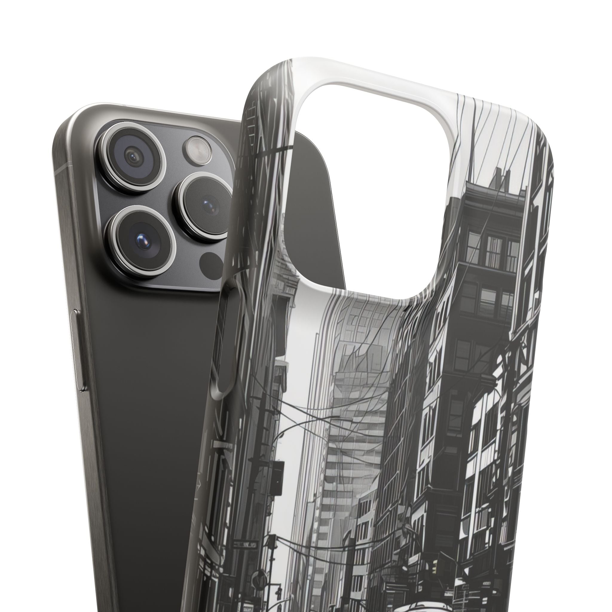 Urban Cityscape Line Perspective iPhone 15 - Slim Phone Case