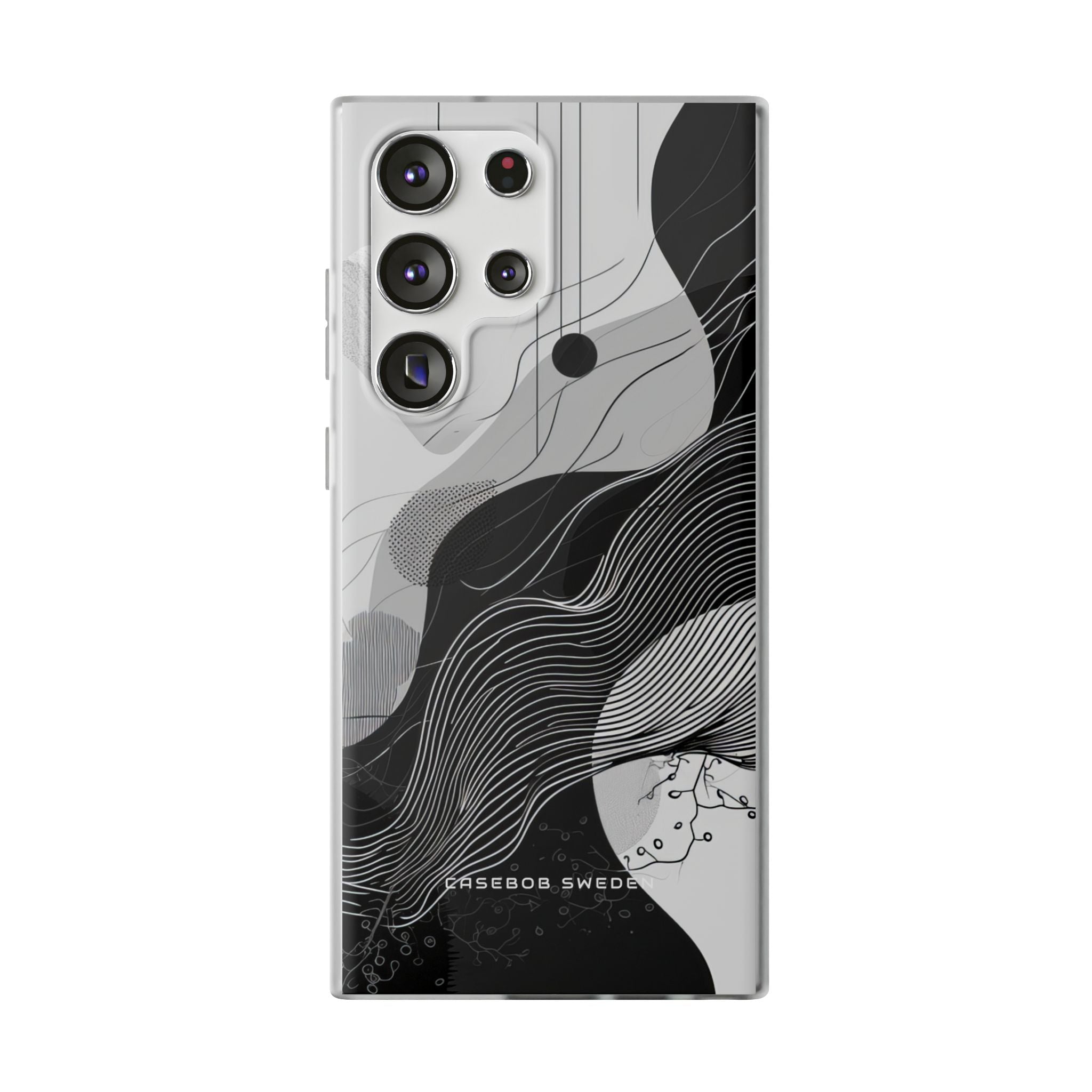 Fluid Rhythms: Monochrome Line Flow Samsung S23 - Flexi Phone Case