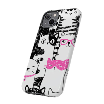 Black & Pink Cat Pattern iPhone Case (Protective) Phone Case