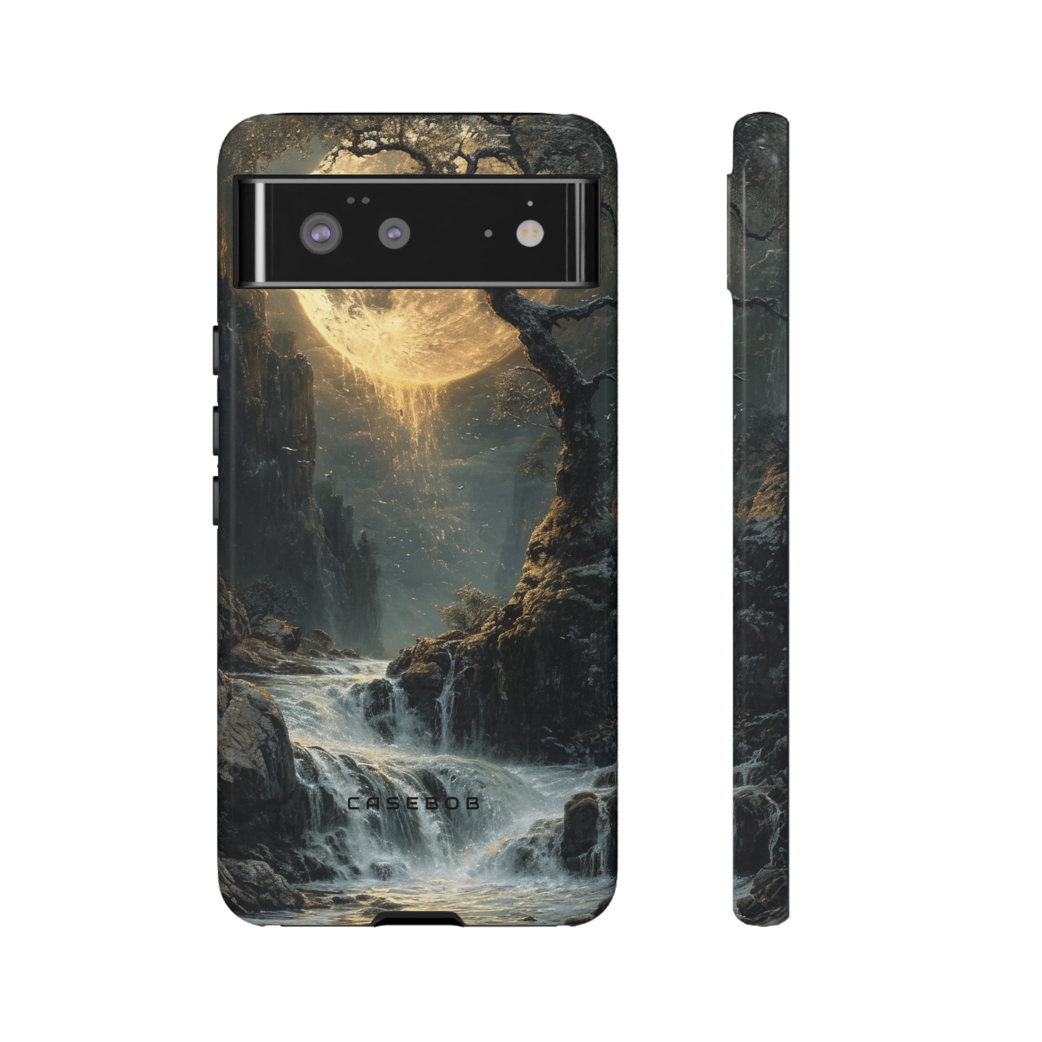 Moonlit Waterfall Silence - Protective Phone Case