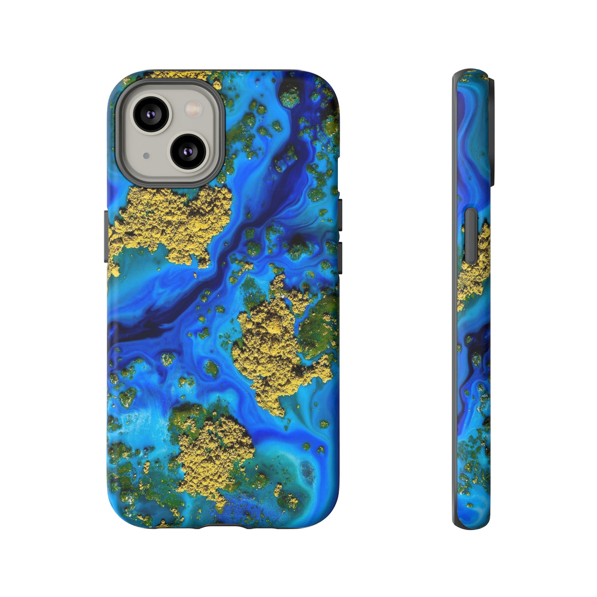 Blue Clear Ocean Ink Art iPhone Case (Protective) iPhone 14 Matte Phone Case