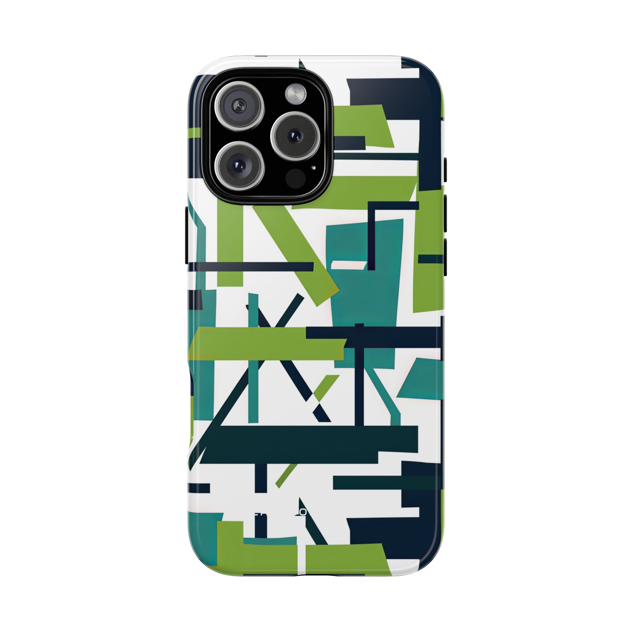 Green Geometry Glide iPhone 16 - Tough Phone Case